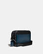 COACH®,ACADEMY CROSSBODY WITH SIGNATURE CANVAS BLOCKING,Leather,Black Copper/Midnight Navy/Charcoal,Angle View