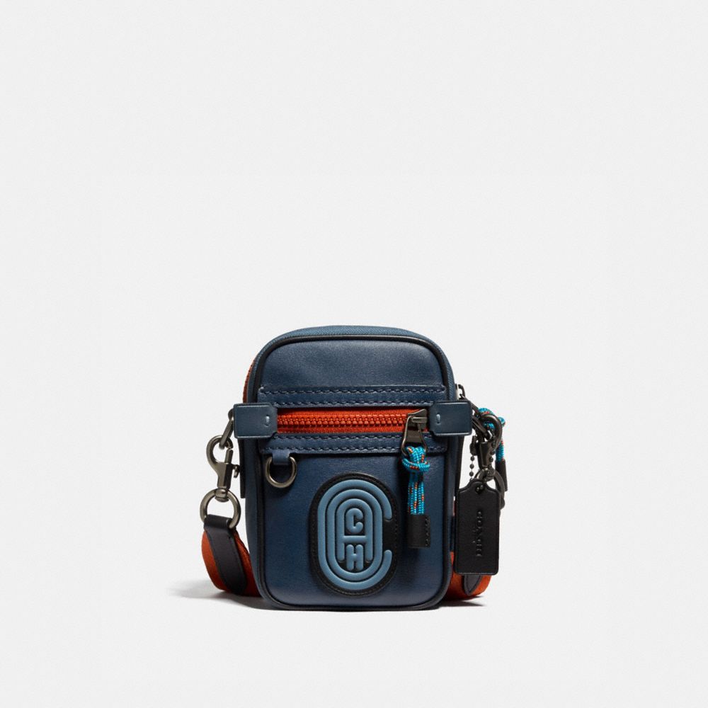 COACH®,DYLAN 10 IN COLORBLOCK WITH COACH PATCH,Leather,Black Copper/True Blue Multi,Front View image number 0