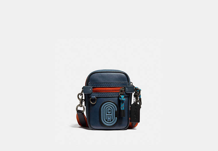 COACH®,DYLAN 10 IN COLORBLOCK WITH COACH PATCH,Leather,Mini,Black Copper/True Blue Multi,Front View