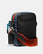 COACH®,DYLAN 10 IN COLORBLOCK WITH COACH PATCH,Leather,Mini,Black Copper/True Blue Multi,Angle View