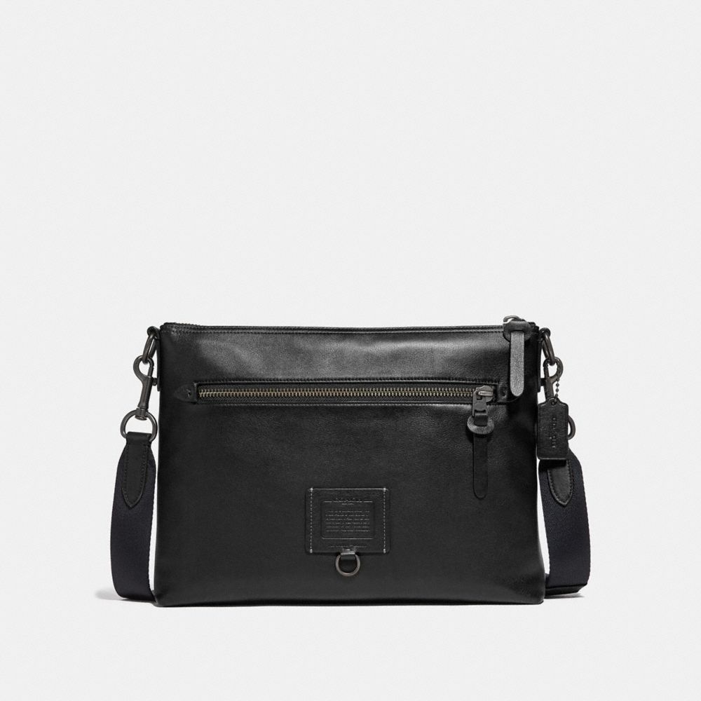 COACH®,RIVINGTON MESSENGER,Leather,Medium,Black Copper/Black,Front View image number 0