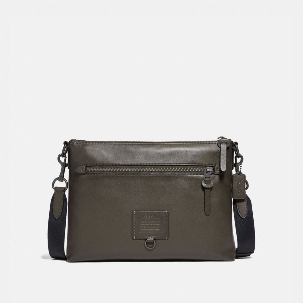 COACH®,RIVINGTON MESSENGER,Leather,Medium,Moss/Black Copper,Front View