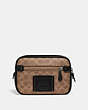 COACH®,ACADEMY L-PACK IN SIGNATURE CANVAS,Coated Canvas,Mini,Black Copper/Khaki,Front View