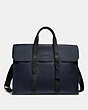 COACH®,METROPOLITAN PORTFOLIO WITH SIGNATURE CANVAS BLOCKING,Leather,Large,Black Copper/Midnight Navy/Charcoal,Front View