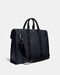 COACH®,METROPOLITAN PORTFOLIO WITH SIGNATURE CANVAS BLOCKING,Leather,Large,Black Copper/Midnight Navy/Charcoal,Angle View
