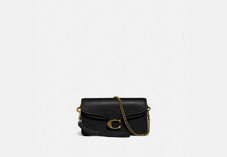 COACH®,TABBY CROSSBODY,Pebble Leather,Small,Brass/Black,Front View