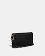 COACH®,HAYDEN FOLDOVER CROSSBODY CLUTCH WITH SCALLOP RIVETS,Smooth Leather,Mini,Brass/Black,Angle View