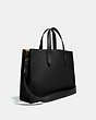 COACH®,CHARLIE BRIEF,Pebbled Leather,Large,Black Copper/Black,Angle View