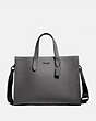 COACH®,CHARLIE BRIEF,Pebbled Leather,Large,Black Copper/Grey,Front View