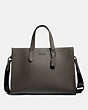 COACH®,CHARLIE BRIEF,Pebbled Leather,Large,Moss/Black Copper,Front View