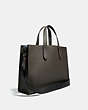 COACH®,CHARLIE BRIEF,Pebbled Leather,Large,Moss/Black Copper,Angle View