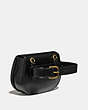COACH®,SADDLE BELT BAG,Leather,Brass/Black,Angle View