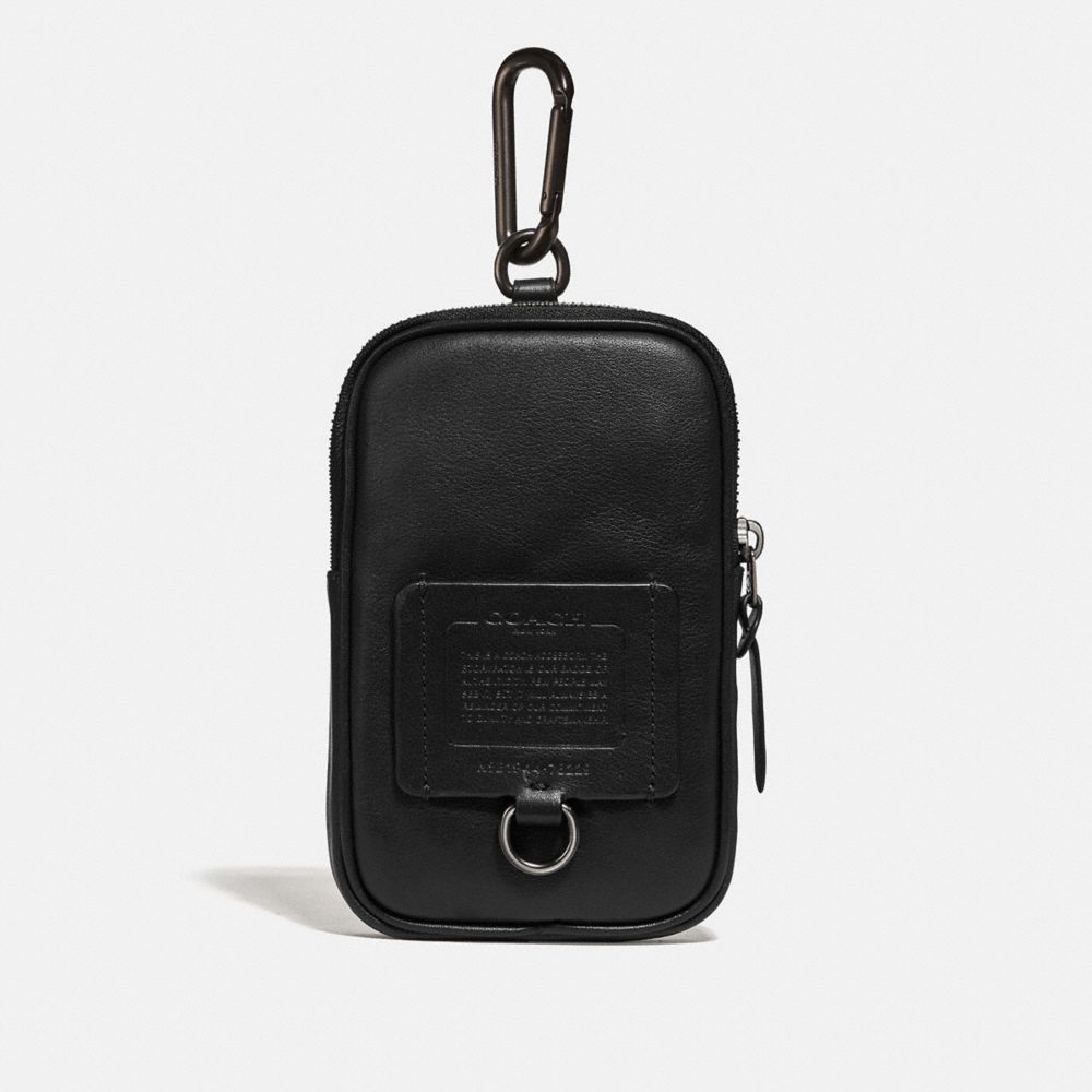 COACH®,HYBRID POUCH 10,Leather,Mini,Black,Front View