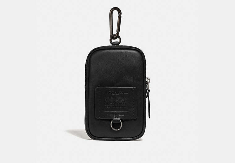 COACH®,HYBRID POUCH 10,Leather,Mini,Black,Front View image number 0