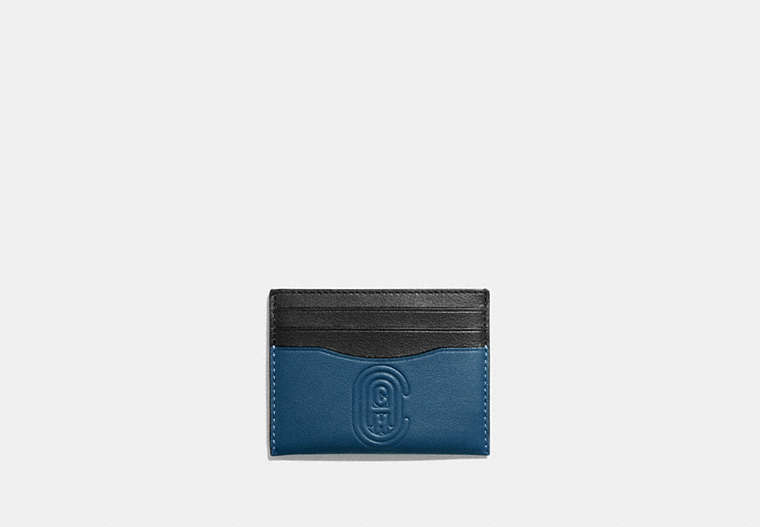 COACH®,CARD CASE WITH COACH PATCH,Leather,True Blue,Front View