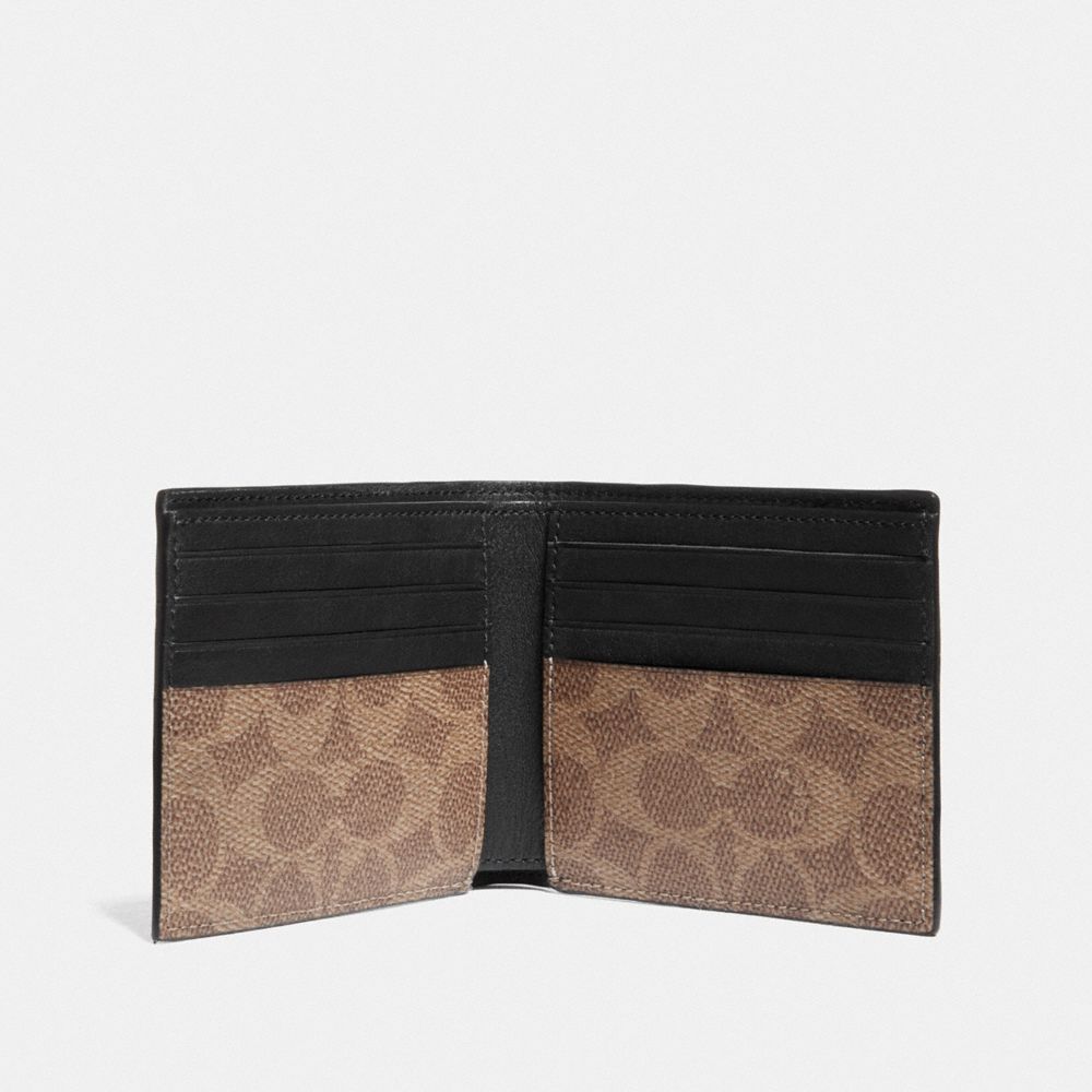 Double Billfold Wallet With Signature Canvas Blocking And Coach Patch