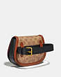 COACH®,SADDLE BELT BAG IN COLORBLOCK SIGNATURE CANVAS,pvc,Brass/Tan/Rust,Angle View