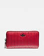 COACH®,ACCORDION ZIP WALLET WITH QUILTING AND RIVETS,Pewter/Red Apple,Front View