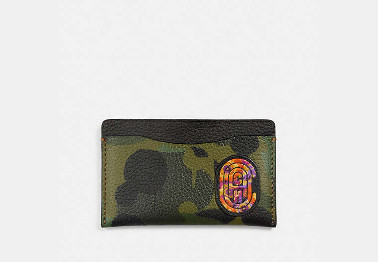 COACH®,SMALL CARD CASE WITH CAMO PRINT AND KAFFE FASSETT COACH PATCH,Leather,SURPLUS,Front View image number 0