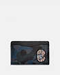COACH®,SMALL CARD CASE WITH CAMO PRINT AND KAFFE FASSETT COACH PATCH,Leather,BLUE,Front View