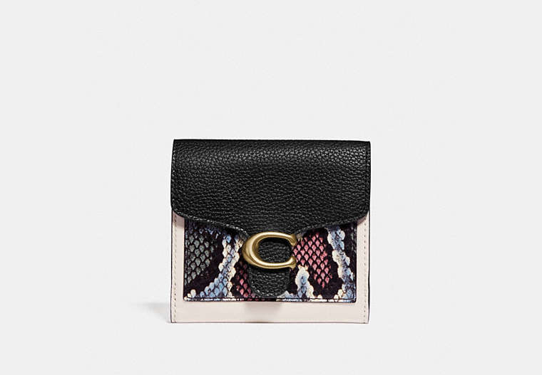 COACH®,TABBY SMALL WALLET WITH SNAKESKIN DETAIL,reptile,Brass/Chalk Multi,Front View