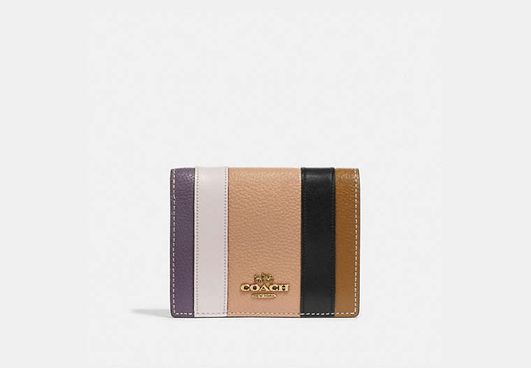 Small Snap Wallet With Patchwork Stripes