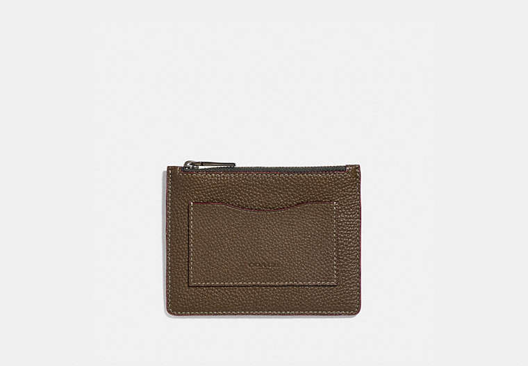 COACH®,LARGE CARD CASE,Coated Canvas,Moss/Denim,Front View