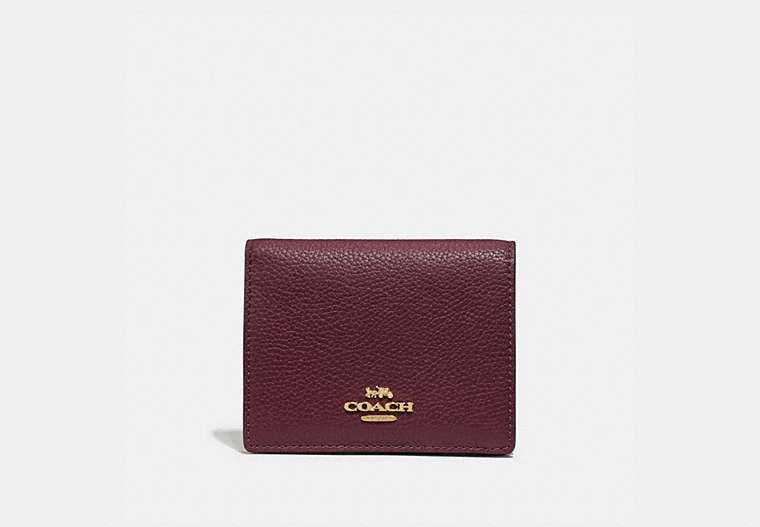 COACH®,SMALL SNAP WALLET IN COLORBLOCK,Leather,Gold/Vintage Mauve Multi,Front View