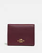COACH®,SMALL SNAP WALLET IN COLORBLOCK,Leather,Gold/Vintage Mauve Multi,Front View