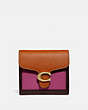 COACH®,TABBY SMALL WALLET IN COLORBLOCK,Leather,Brass/Dark Teak Multi,Front View