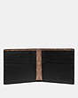 COACH®,DOUBLE BILLFOLD WALLET WITH SIGNATURE CANVAS BLOCKING,Leather,Black/Khaki,Inside View,Top View