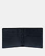 COACH®,DOUBLE BILLFOLD WALLET WITH SIGNATURE CANVAS BLOCKING,Leather,Midnight/Charcoal,Inside View,Top View