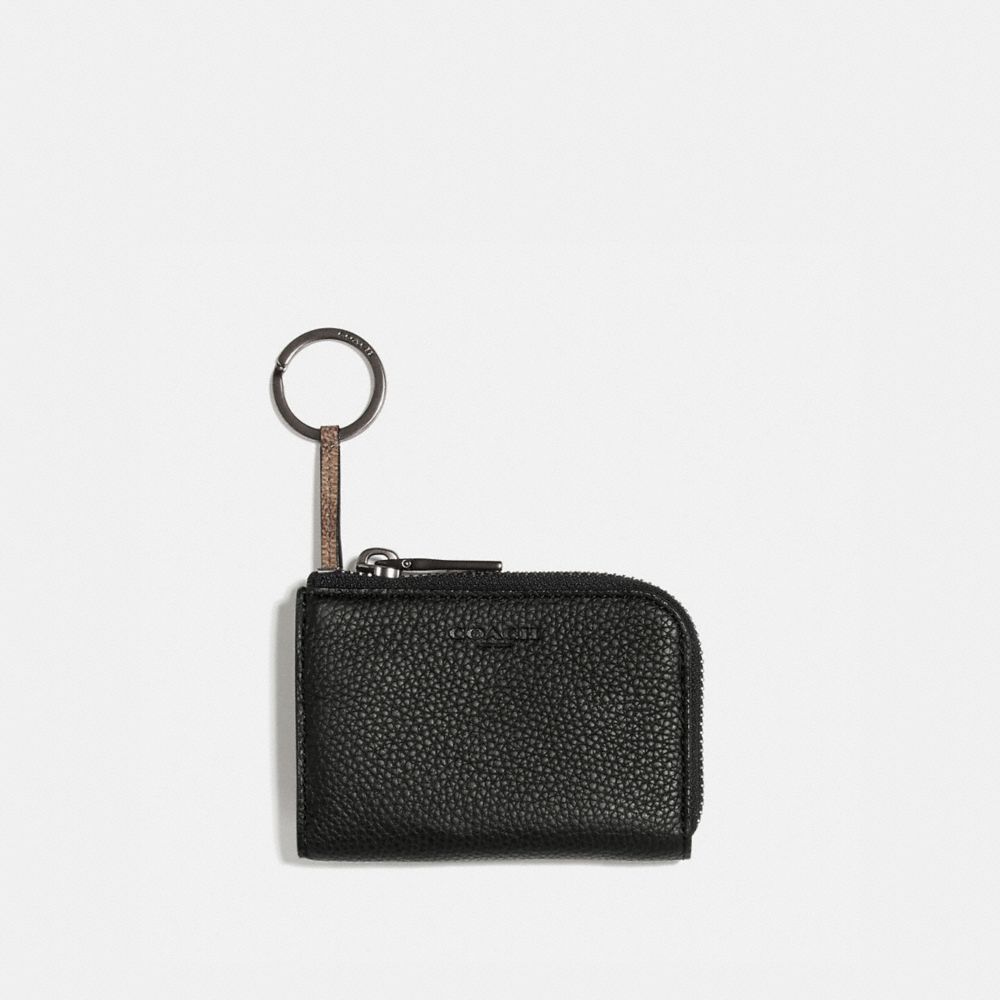 L Zip Car Key Case With Signature Canvas Blocking