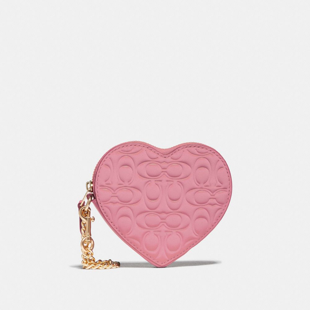 COACH®: Heart Coin Case In Signature Leather