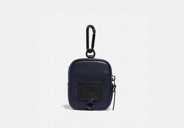 COACH®,HYBRID POUCH 8 WITH SIGNATURE CANVAS BLOCKING,Leather,Charcoal Signature Multi,Front View