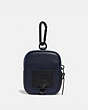 COACH®,HYBRID POUCH 8 WITH SIGNATURE CANVAS BLOCKING,Leather,Charcoal Signature Multi,Front View