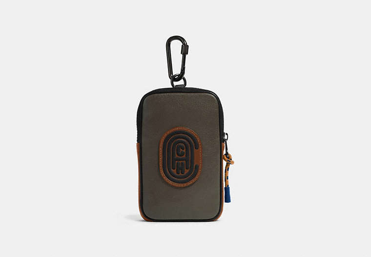 COACH®,HYBRID POUCH 10 IN COLORBLOCK WITH COACH PATCH,Leather,Moss Multi,Front View