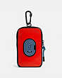 COACH®,HYBRID POUCH 10 IN COLORBLOCK WITH COACH PATCH,Leather,Red Orange Multi,Front View