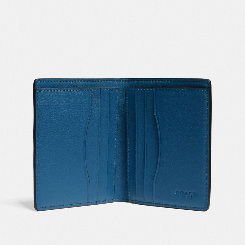 COACH®,SLIM WALLET IN COLORBLOCK WITH COACH PATCH,Leather,True Blue Multi,Inside View,Top View