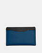 COACH®,SMALL CARD CASE IN COLORBLOCK WITH COACH PATCH,Leather,True Blue Multi,Back View