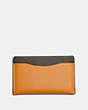 COACH®,SMALL CARD CASE IN COLORBLOCK WITH COACH PATCH,Leather,Dark Honey Multi,Back View