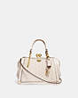 COACH®,KISSLOCK DREAMER 21 WITH QUILTING AND RIVETS,Leather,Medium,Brass/Chalk,Front View