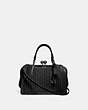 COACH®,KISSLOCK DREAMER 21 WITH QUILTING AND RIVETS,Leather,Medium,Pewter/Black,Front View
