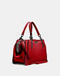 COACH®,KISSLOCK DREAMER 21 WITH QUILTING AND RIVETS,Leather,Medium,Pewter/Red Apple,Angle View