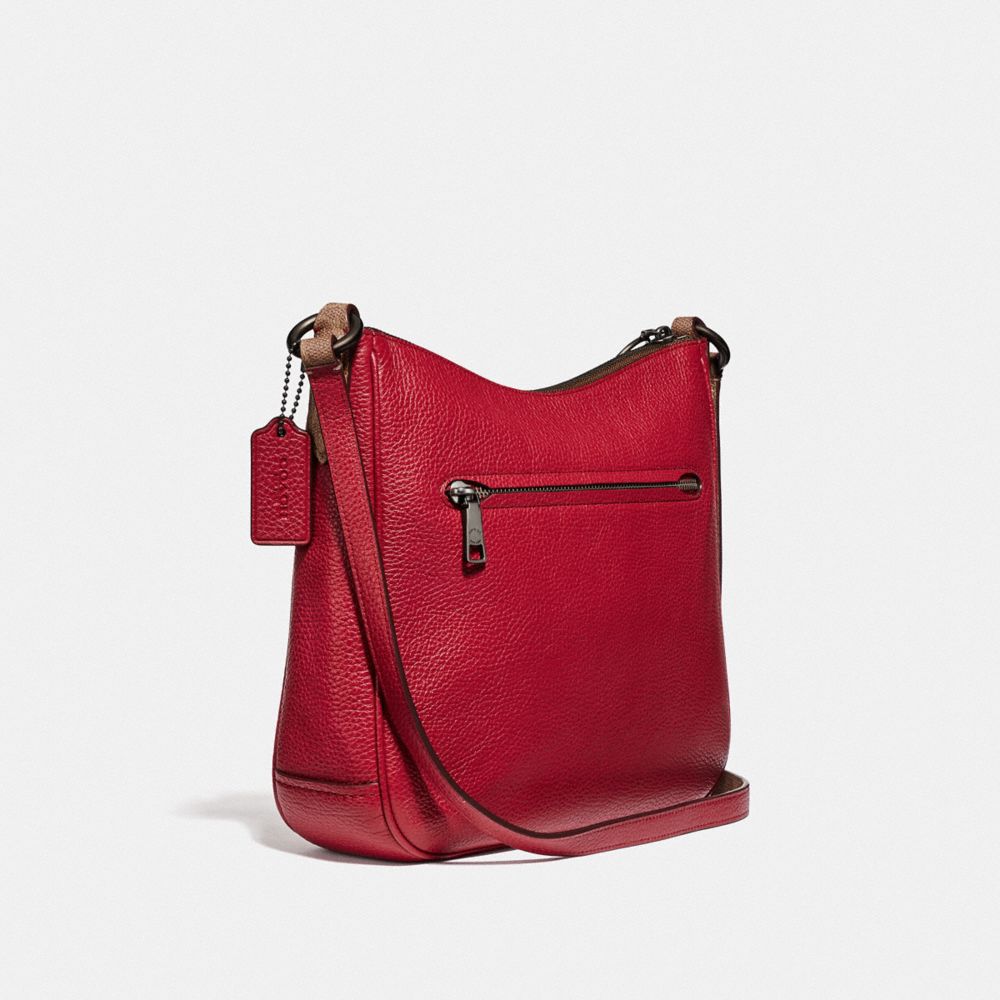 COACH®,CHAISE CROSSBODY BAG WITH SIGNATURE CANVAS BLOCKING,Coated Canvas,Medium,Pewter/Tan Red Apple,Angle View