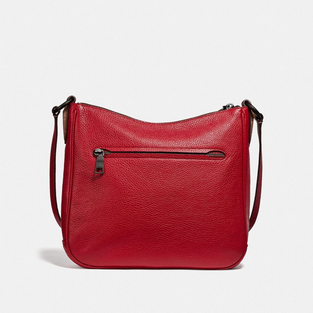 COACH®,CHAISE CROSSBODY BAG WITH SIGNATURE CANVAS BLOCKING,Coated Canvas,Medium,Pewter/Tan Red Apple,Back View