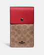 COACH®,SNAP PHONE CROSSBODY IN SIGNATURE CANVAS,Leather,Mini,Pewter/Tan Red Apple,Front View