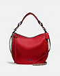 COACH®,SUTTON HOBO WITH SIGNATURE CANVAS BLOCKING,Coated Canvas,Pewter/Tan Red Apple,Front View