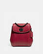 COACH®,PARKER CONVERTIBLE BACKPACK 16 WITH QUILTING AND RIVETS,Leather,Small,Pewter/Red Apple,Front View