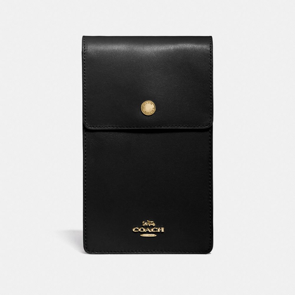 COACH®,SNAP PHONE CROSSBODY,Smooth Calf Leather,Mini,Gold/Black,Front View image number 0
